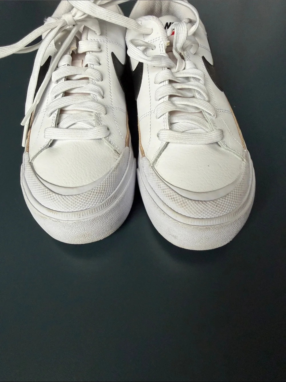 Nike court legacy lift White Sneakers with Black Swoosh and Tan Accents